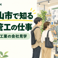 富山市で知る配管工の仕事。配管部材を担当者が紹介するイメージイラスト。実際の松下工業の職場写真ではありません。